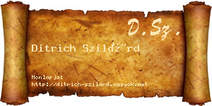 Ditrich Szilárd névjegykártya